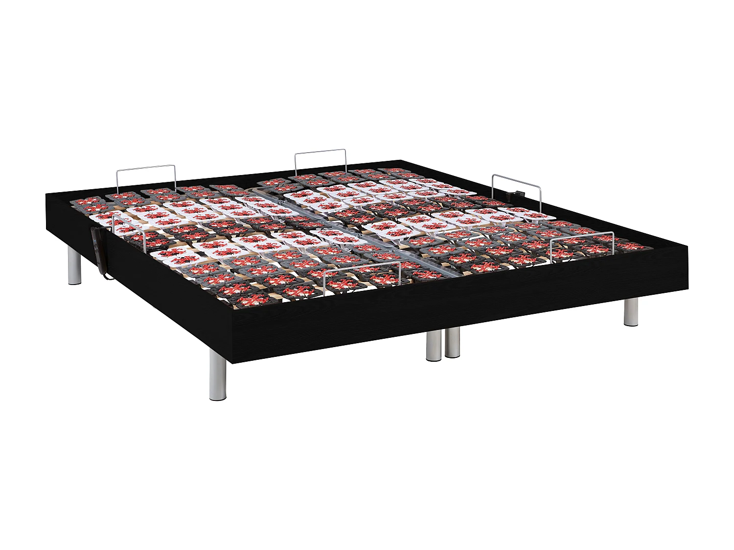 Elektrische bedbodem 2x78 met contactplaatjes kleur zwart hout van Ysmée - 2x90x200cm  - motoren OKIN