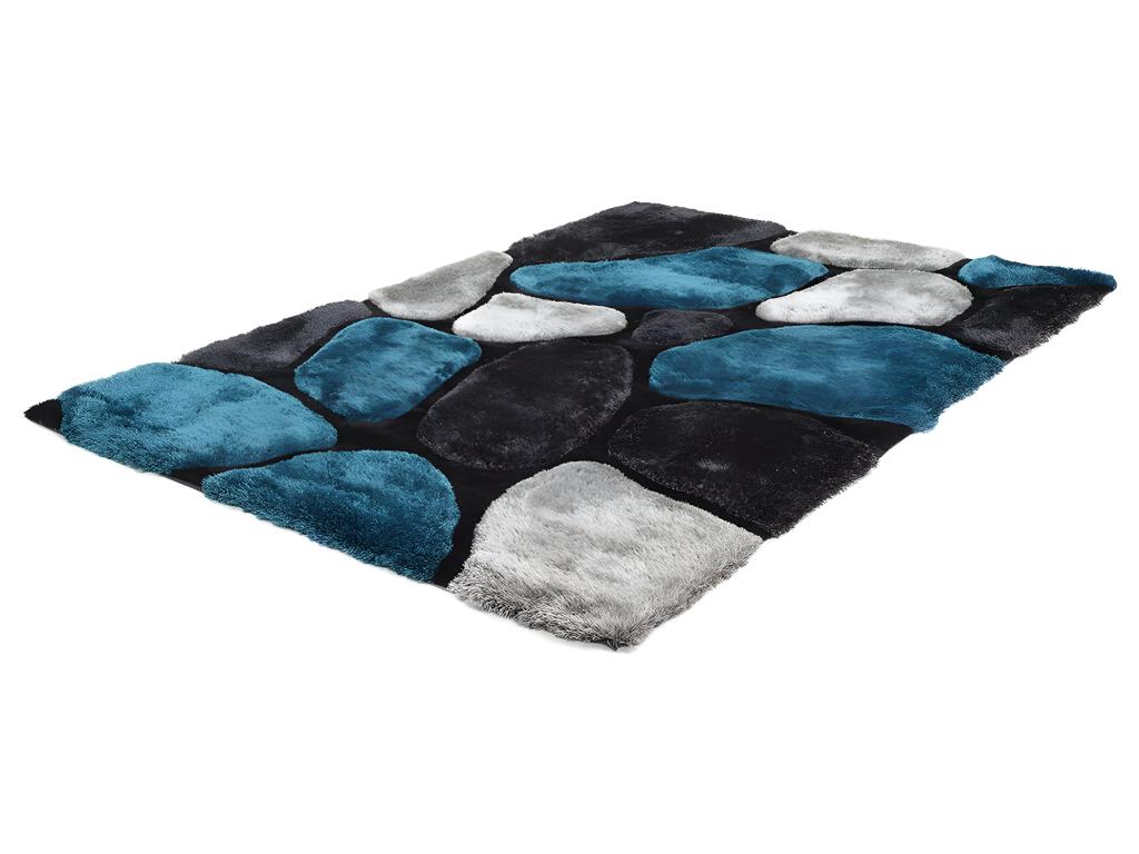 Hochflorteppich  - 120 x 170 cm - Türkis & Grau - PIETRA günstig online kaufen