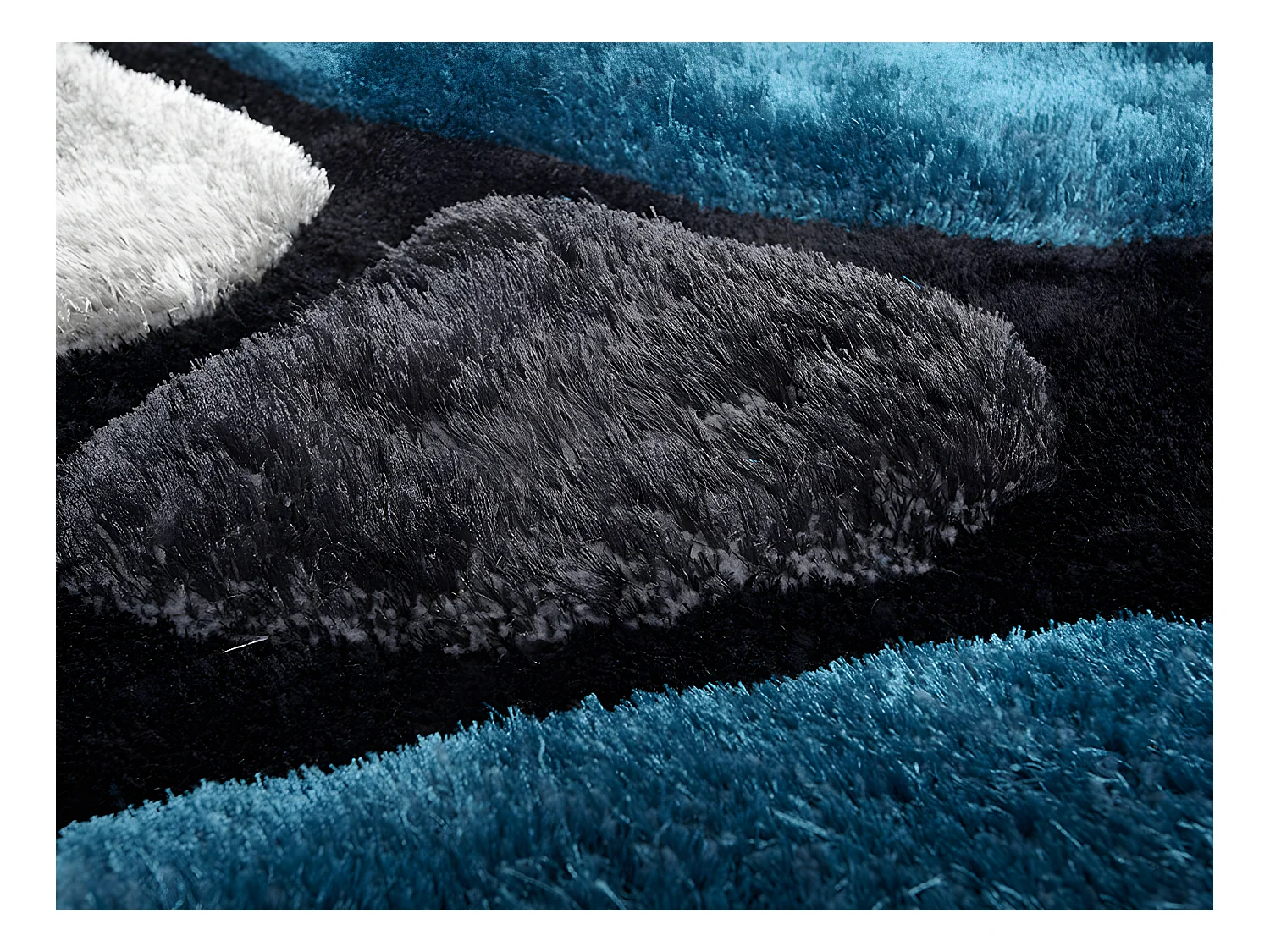 Alfombra shaggy PIETRA - Turquesa y gris - Poliéster - 160x230 cm