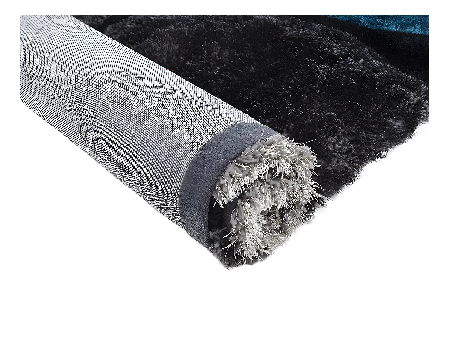 Alfombra shaggy PIETRA - Turquesa y gris - Poliéster - 160x230 cm