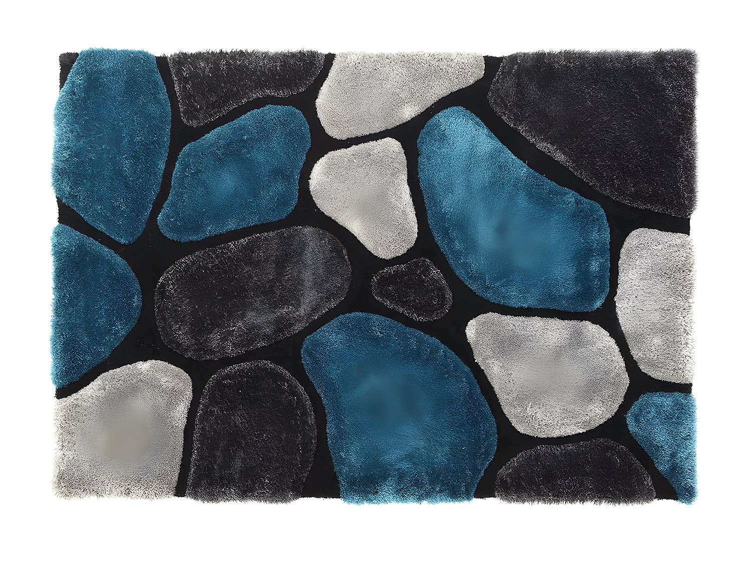 Hochflorteppich  - 160 x 230 cm - Türkis & Grau - PIETRA günstig online kaufen