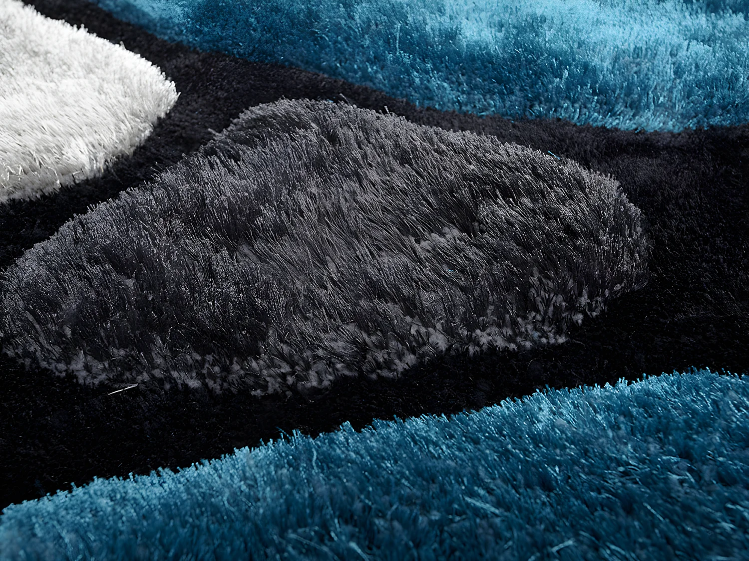 Shaggy-matta med lång lugg turkos och grå 160 × 230 cm PIETRA