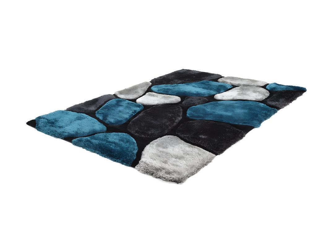 Shaggy tapijt PIETRA turquoise en grijs - polyester - 160 x 230 cm