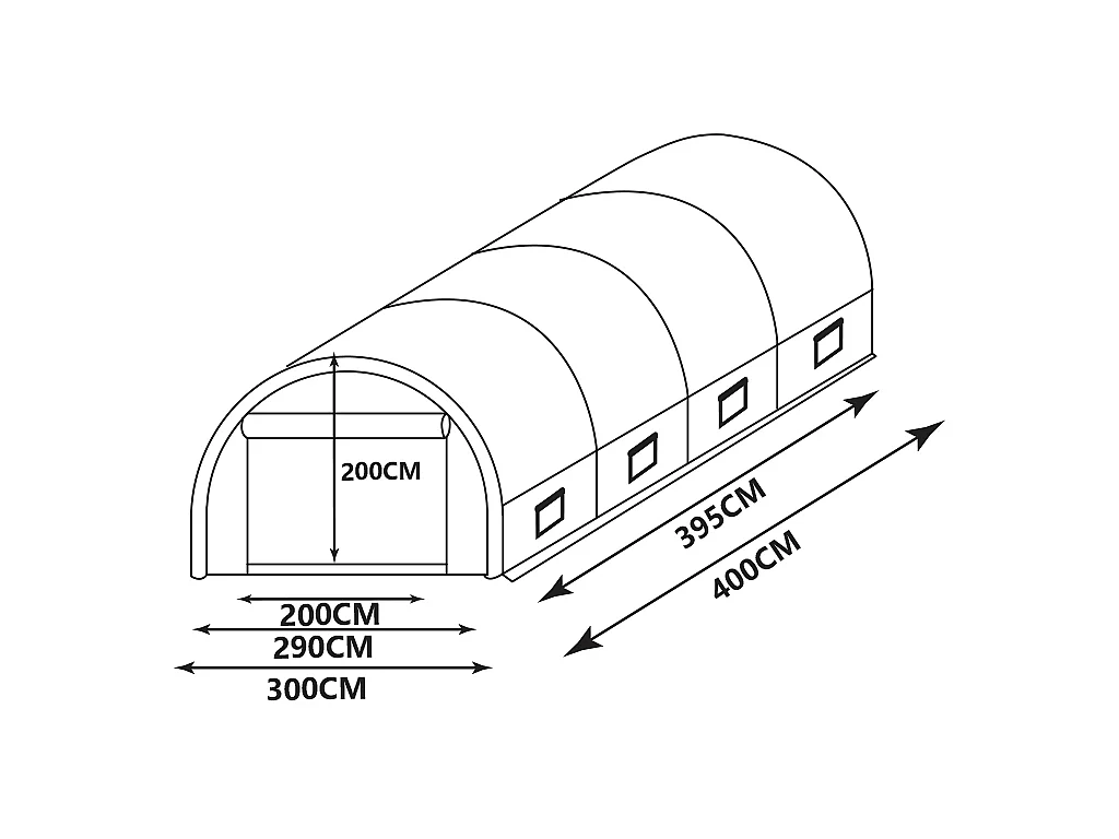 Serra a tunnel IPOMEA 12 m² - L 400 x l 300 x H 200 cm