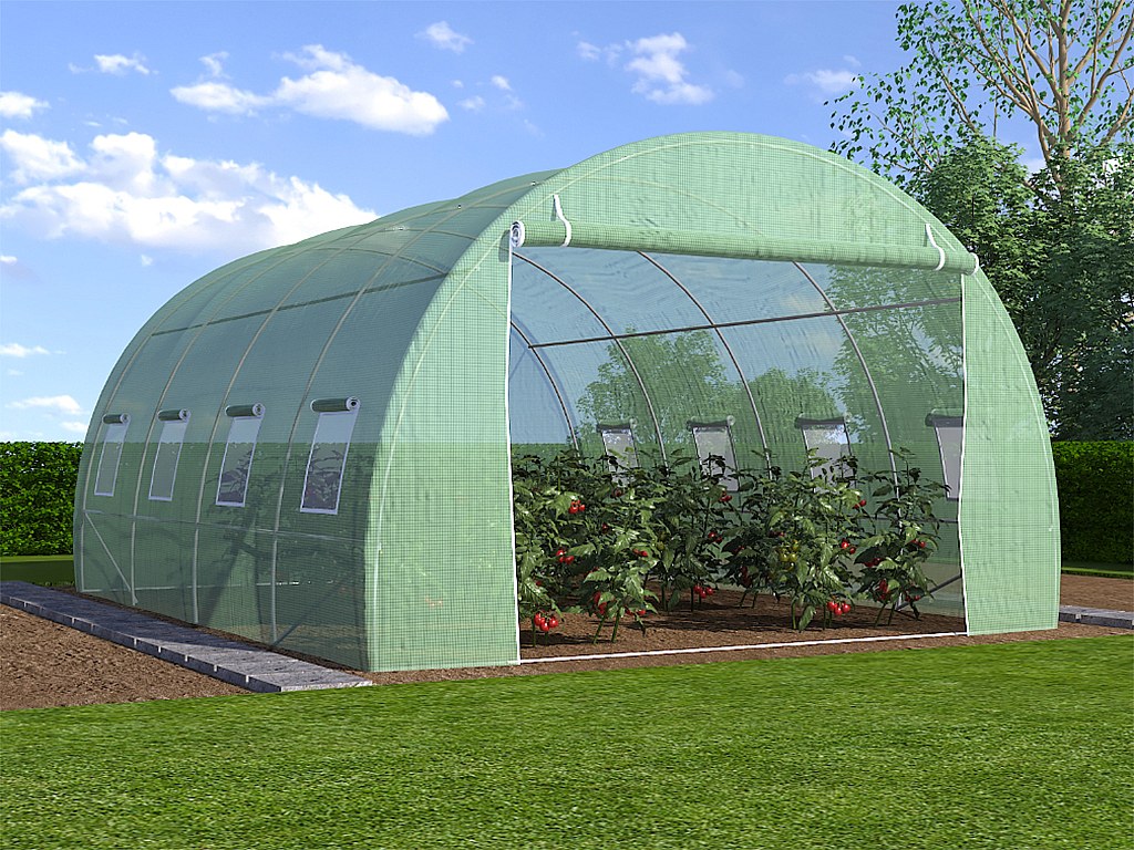 Tunnelväxthus med stålkonstruktion 12 m² - L300 x b400 x H200 cm - Grön - IPOMEA
