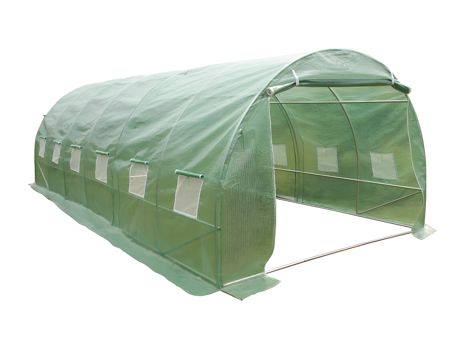 Serre tunnel avec structure en acier 18 m² -  L300 x l600 x H200 cm - Vert - IPOMEA