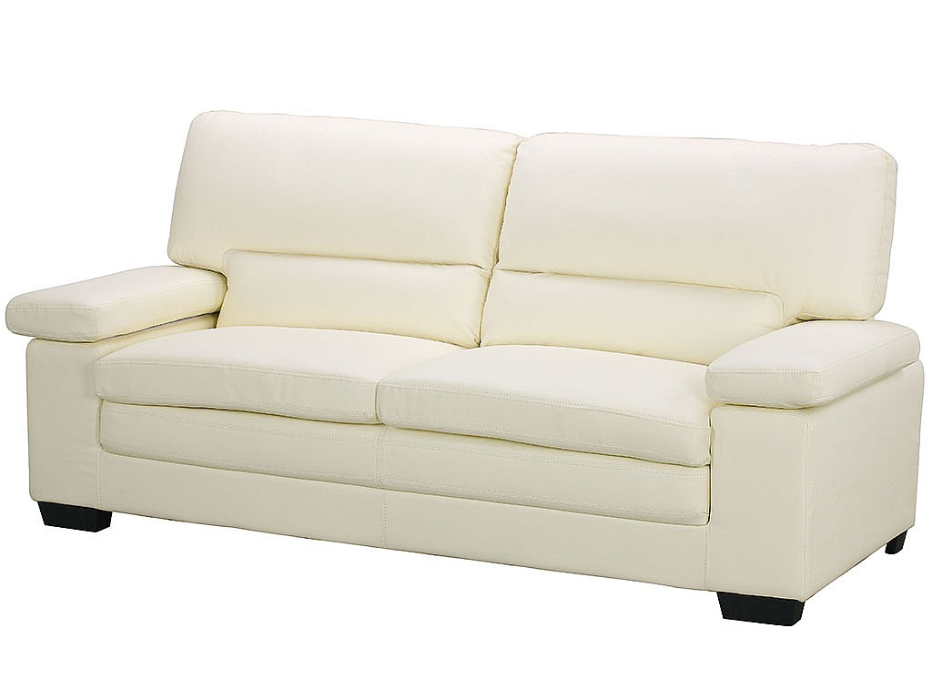 Sofá 3 plazas de piel de bufalo en color marfil MIMAS