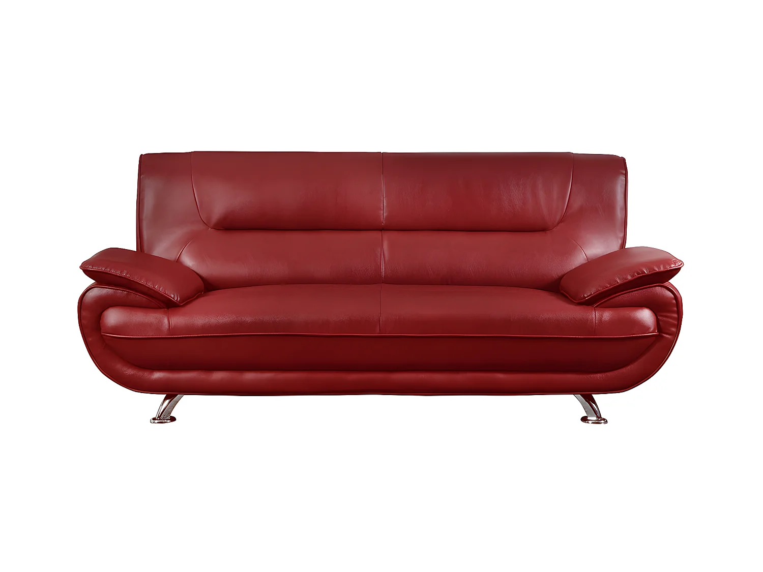 Sofa 3-Sitzer - Kunstleder - Rot - NIGEL