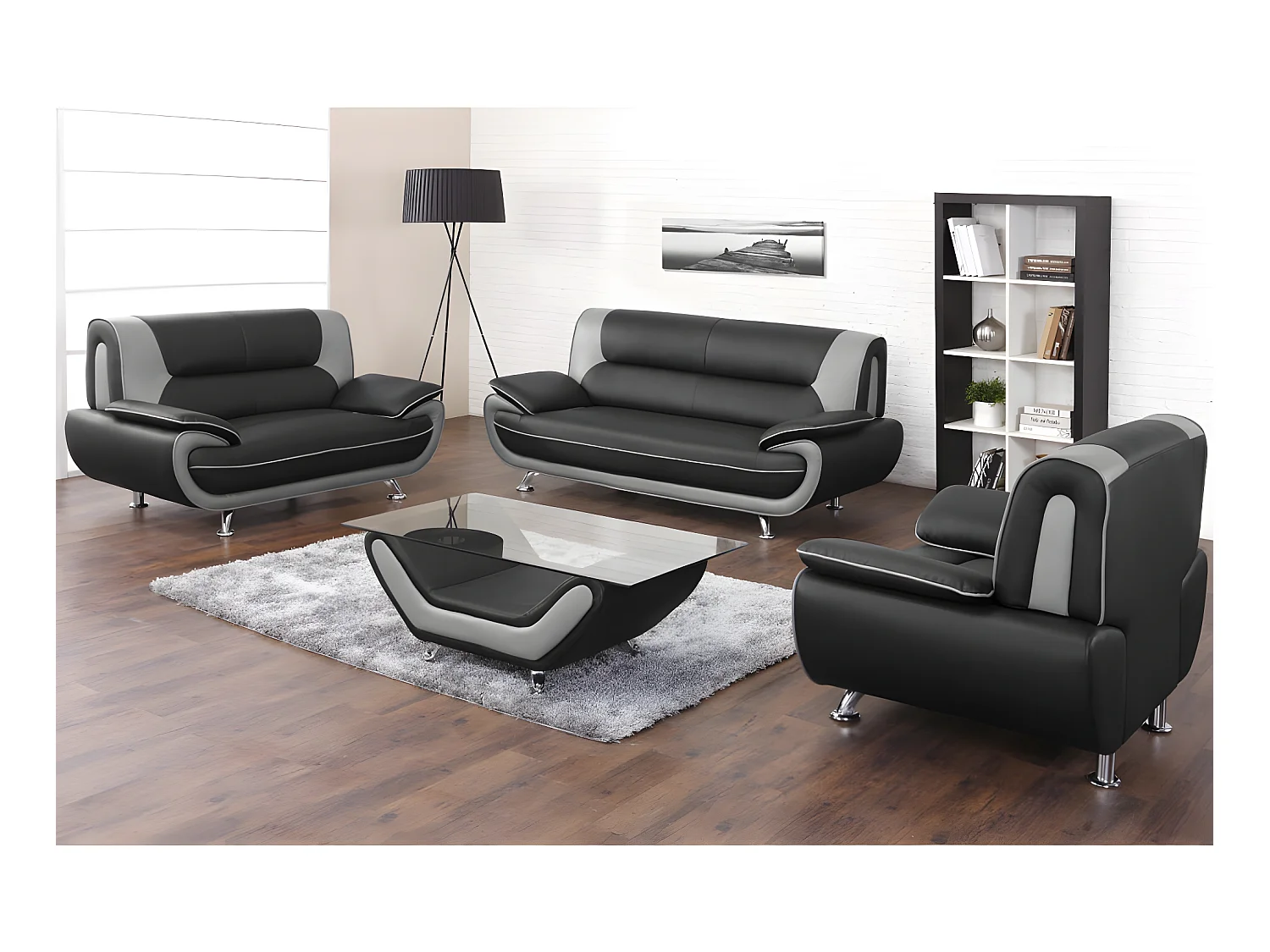 Driezitsbank van kunstleer NIGEL - Rood