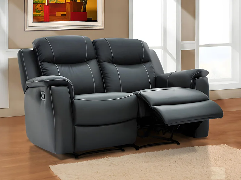 Relaxsofa Leder 2-Sitzer - Anthrazit - EVASION