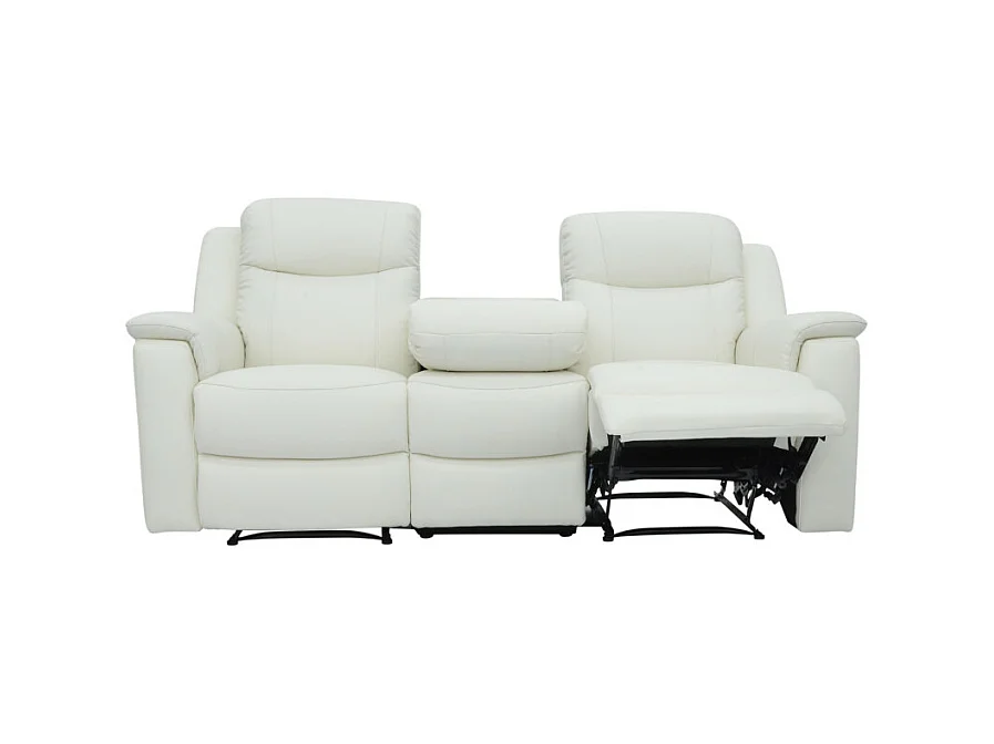 Divano 3 posti relax in cuoio Bianco e avorio - EVASION