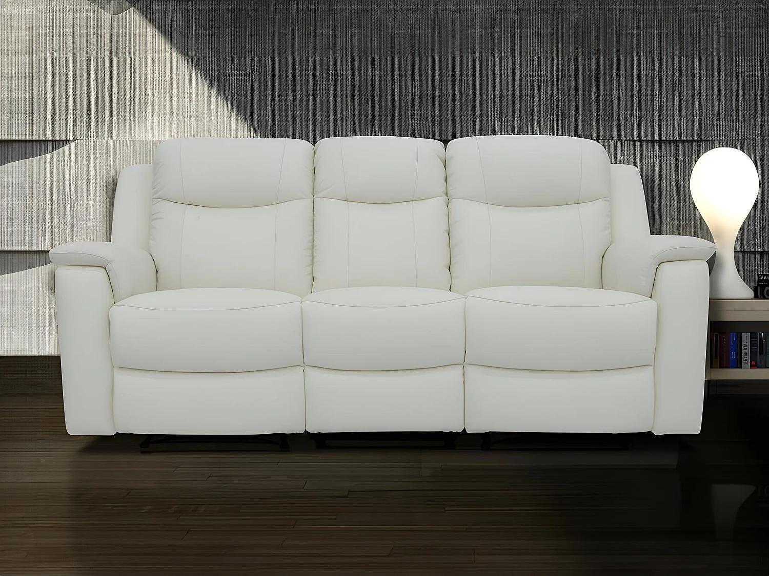 Relaxsofa Leder 3-Sitzer - Elfenbeinfarben - EVASION