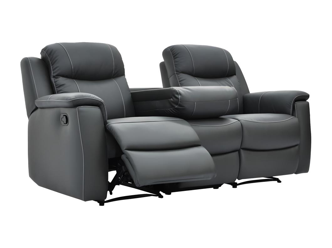 Relaxsofa Leder 3-Sitzer - Anthrazit - EVASION