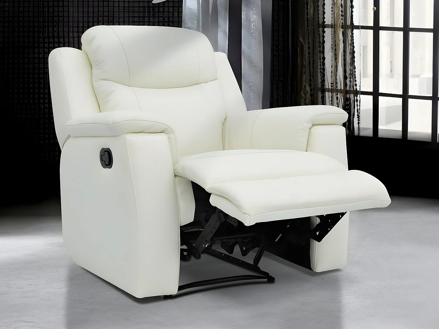 Fauteuil relax EVASION en cuir - blanc ivoire