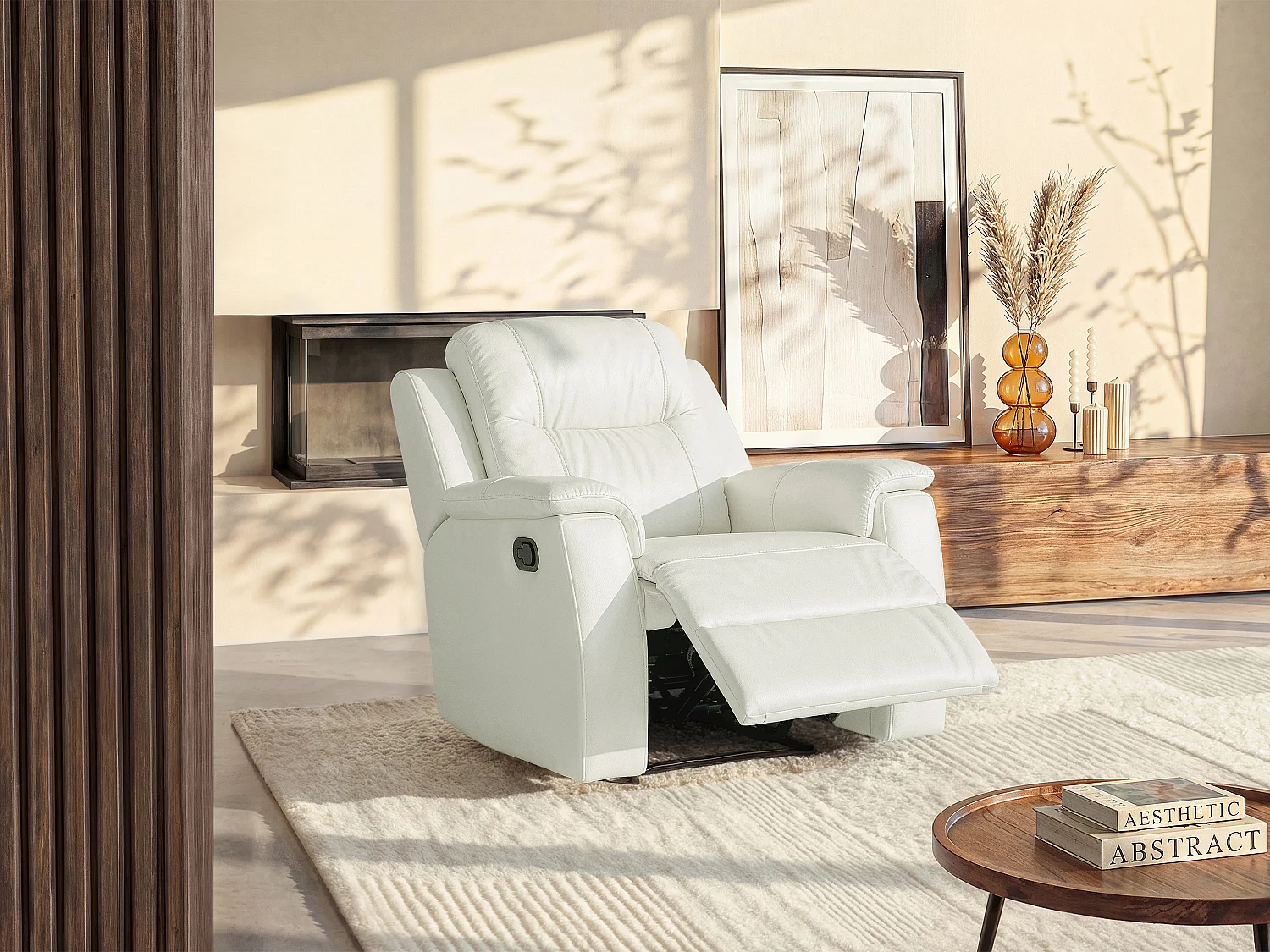 Relaxfauteuil EVASION van leer - ivoorwit