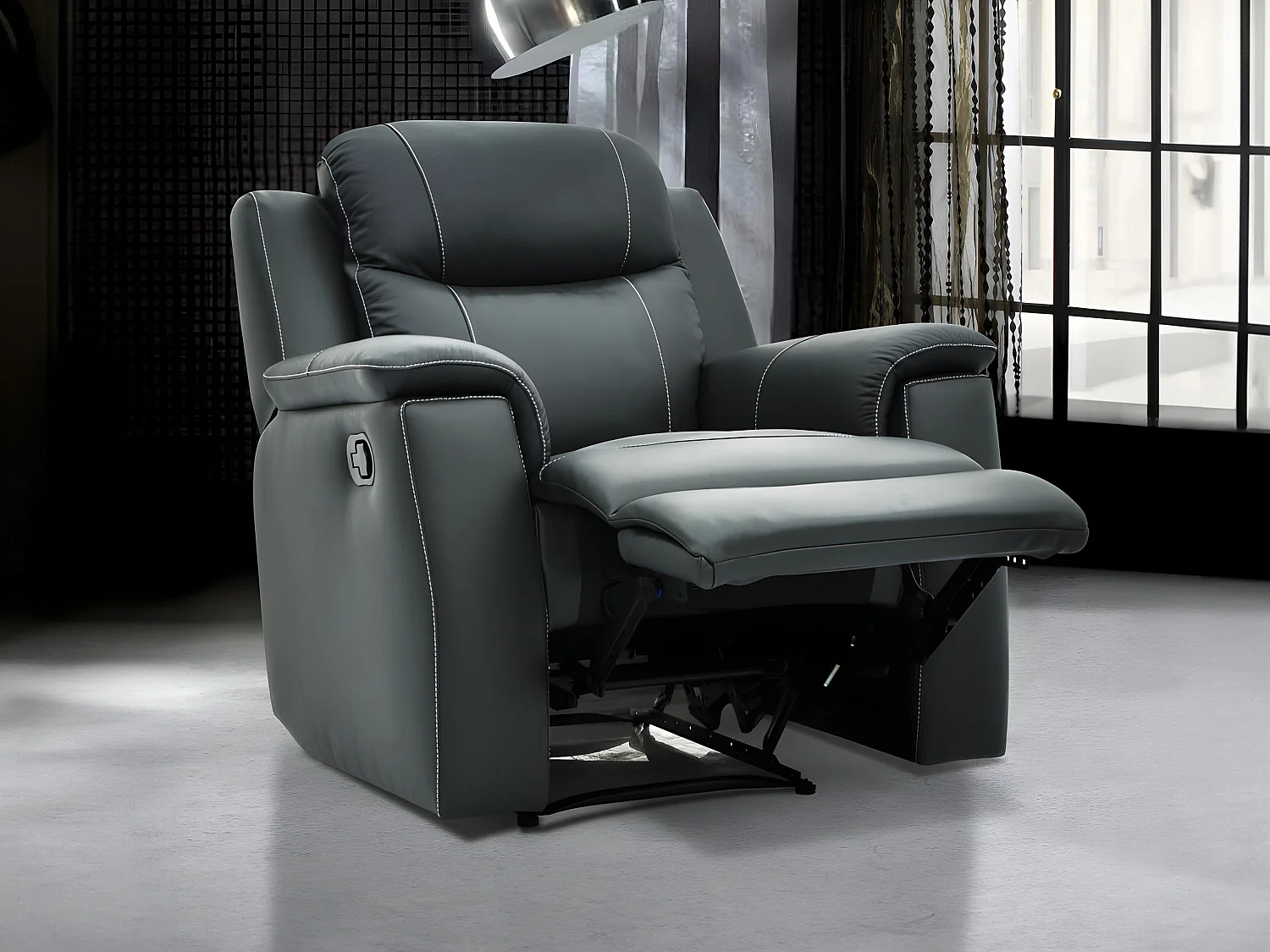 Fauteuil relax EVASION en cuir - Gris