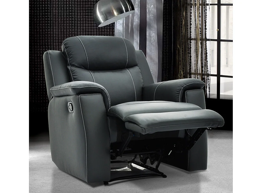 Sillón relax EVASION de piel - Gris