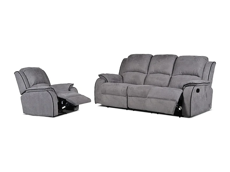 Divano 3+1 posti relax in microfibra Grigio - HERNANI