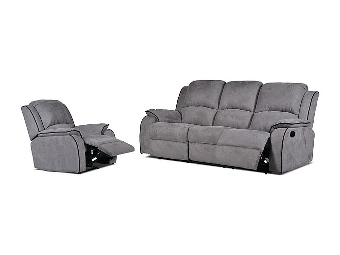 Sofá 3+1 plazas relax de microfibra color gris HERNANI