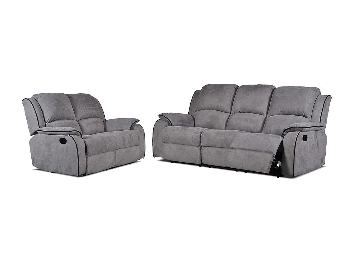 Couchgarnitur Relax 3+2 - Microfaser - Grau - HERNANI