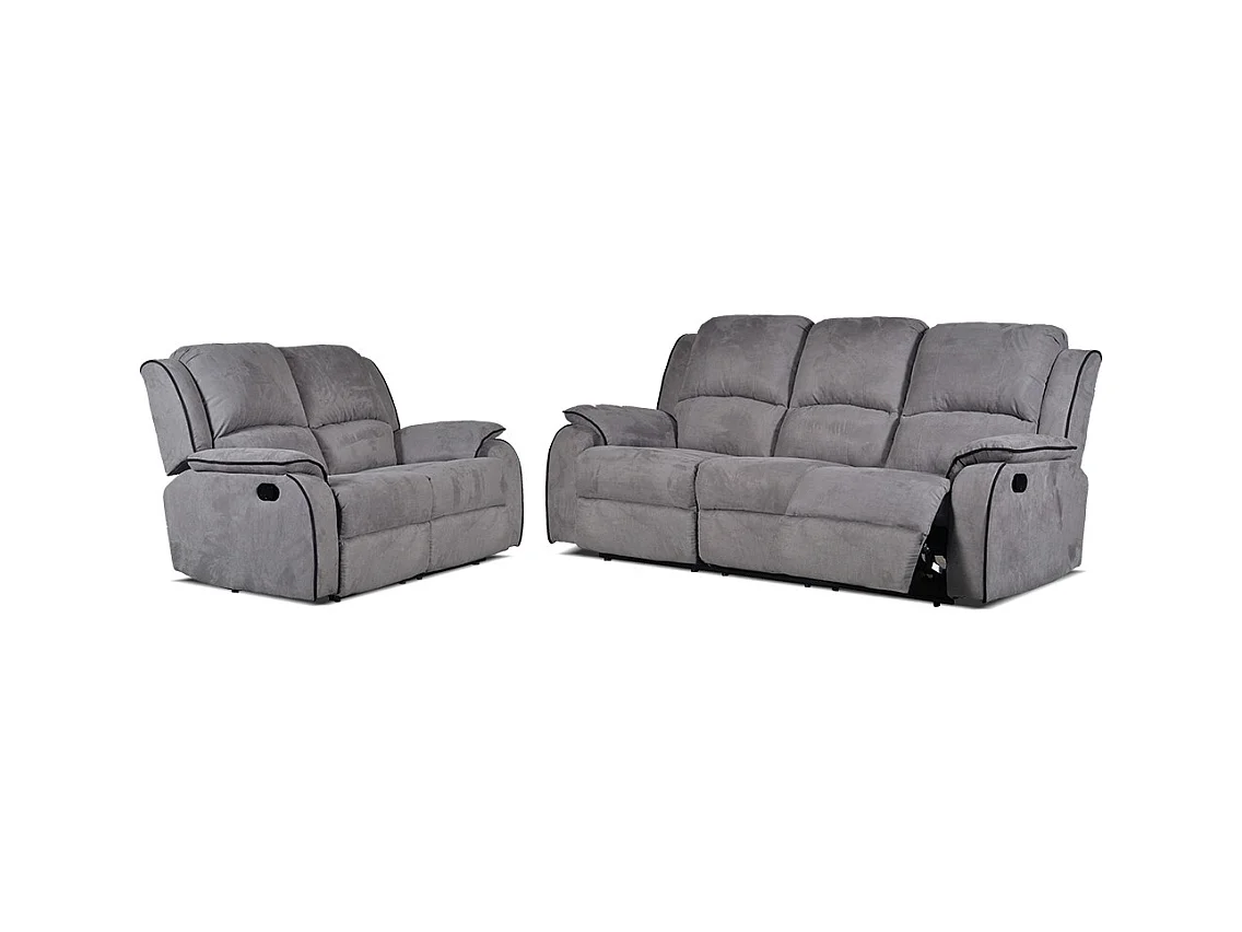 Canapés 3 places et 2 places relax en microfibre HERNANI - Gris