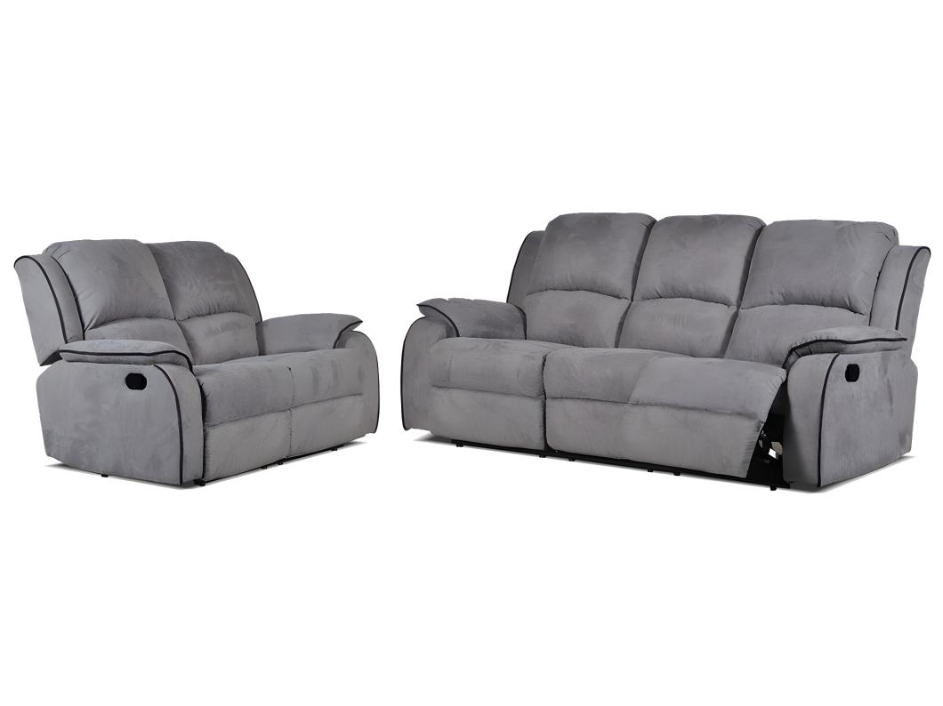 Canapés 3 places et 2 places relax en microfibre HERNANI - Gris