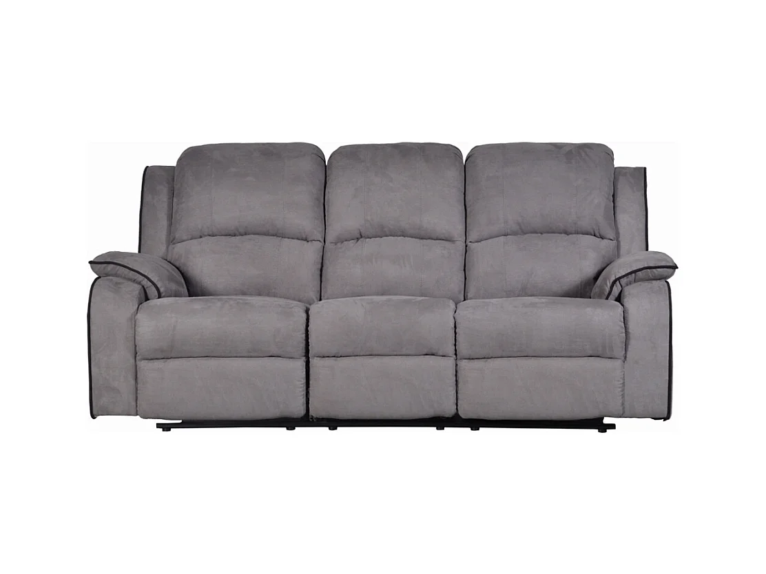 Canapés 3 places 2 places et un fauteuil relax en microfibre HERNANI - Gris