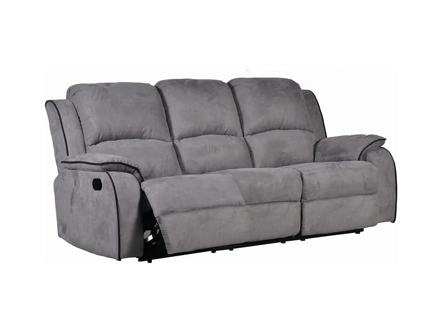 Driezits, tweezits relaxbank en relaxfauteuil van microvezel HERNANI - grijs
