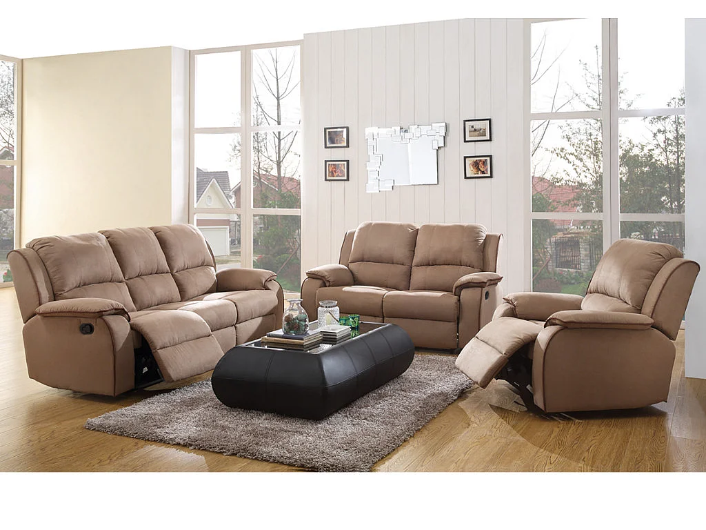 Sofá 3+2+1 relax de microfibra HERNANI - Gris