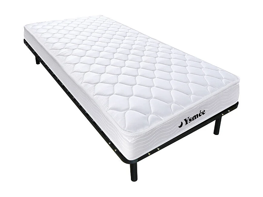 Federkernmatratze-Lattenrost-Set - Memory Schaum - 90 x 200 cm - Stärke 15 cm - 1 Zone - Härtegrad 2 - WOLKENLOS von YSMÉE