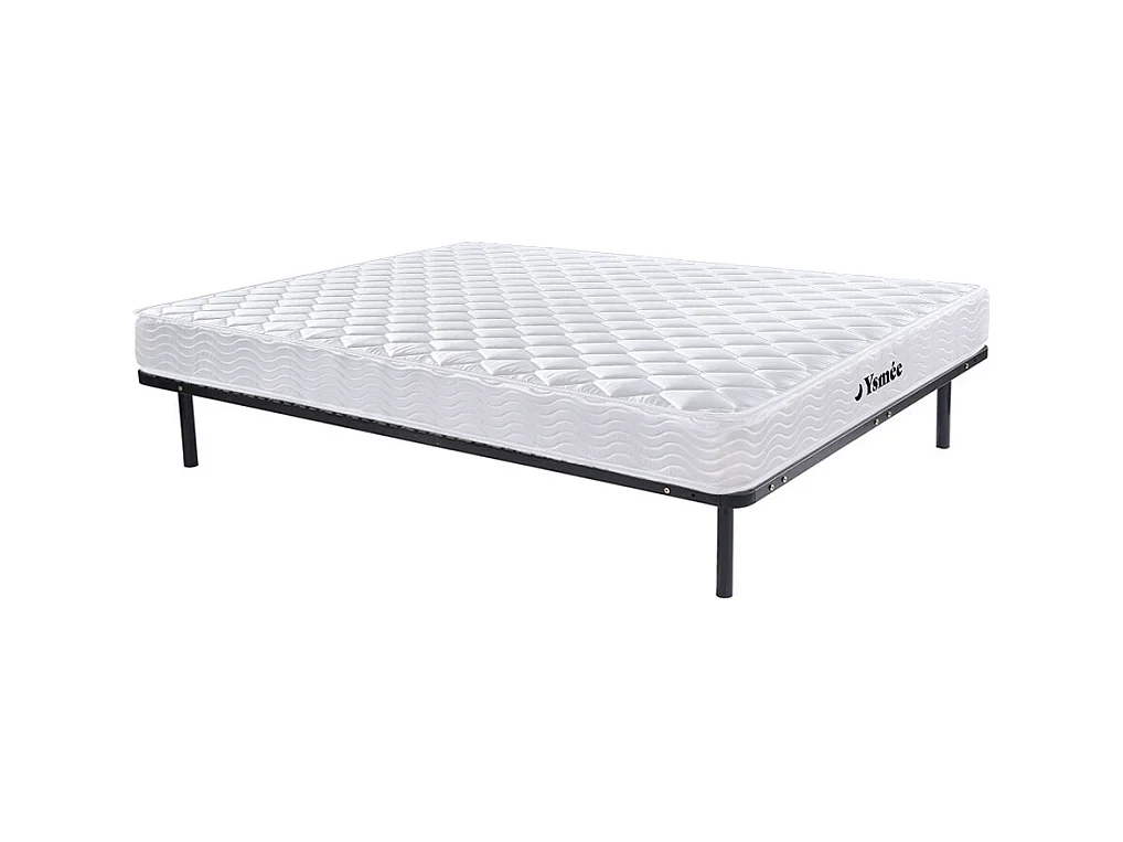 Ensemble 140 x 190 cm cadre à lattes + matelas ressorts et mémoire de forme ép.15cm - WOLKENLOS de YSMÉE