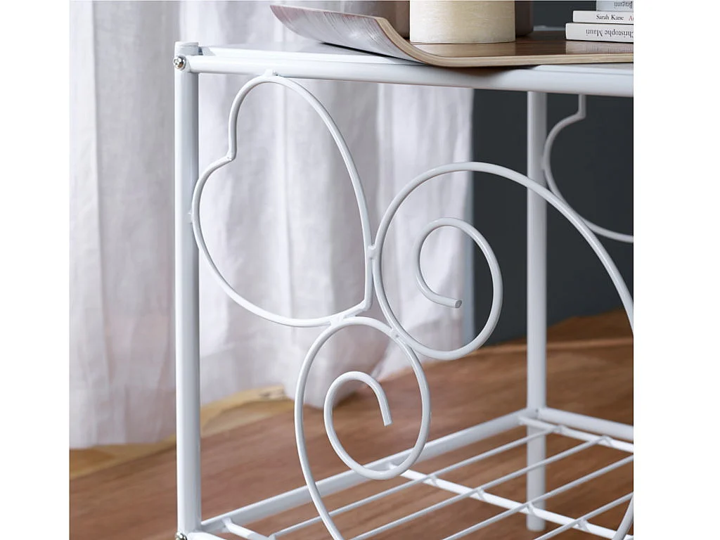 Table de chevet romantique - 1 tablette - Métal - Blanc - VIVIAN