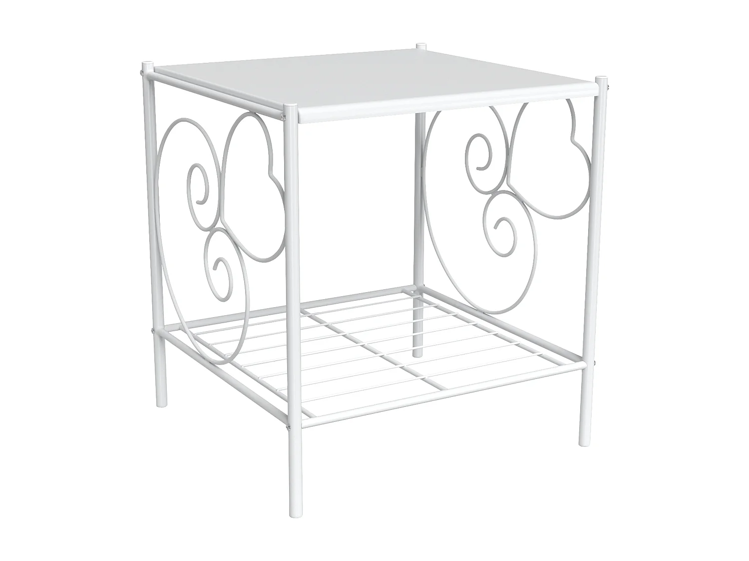 Table de chevet romantique - 1 tablette - Métal - Blanc - VIVIAN