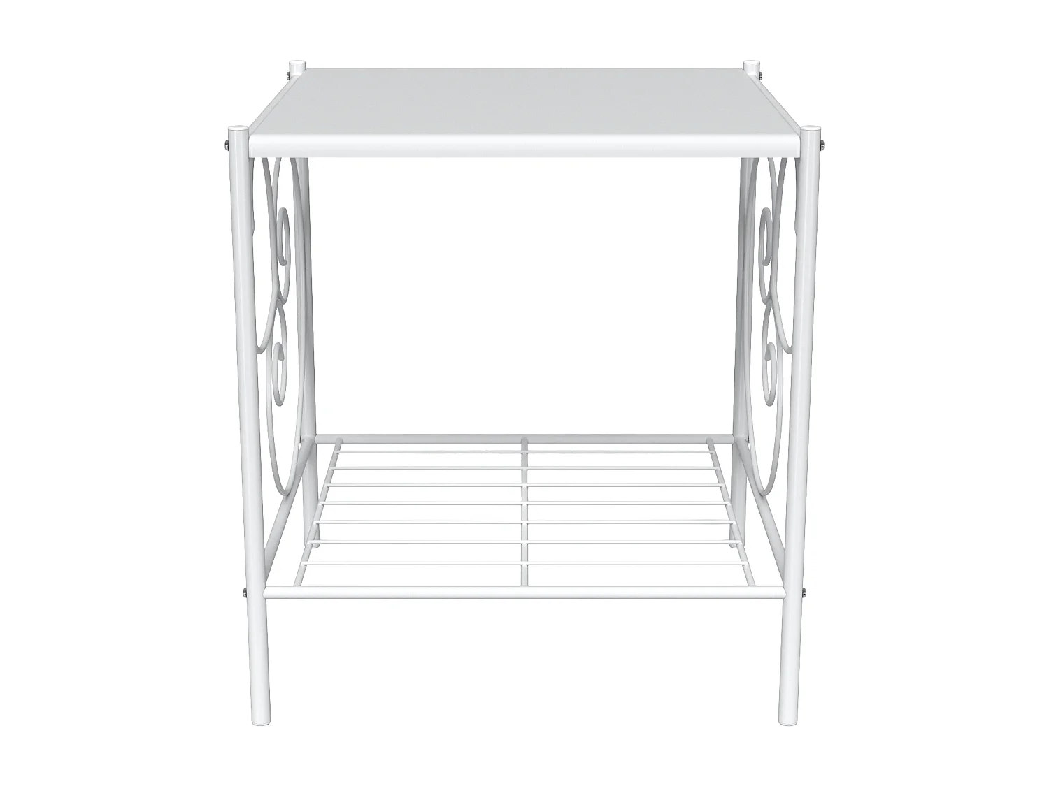 Table de chevet romantique - 1 tablette - Métal - Blanc - VIVIAN