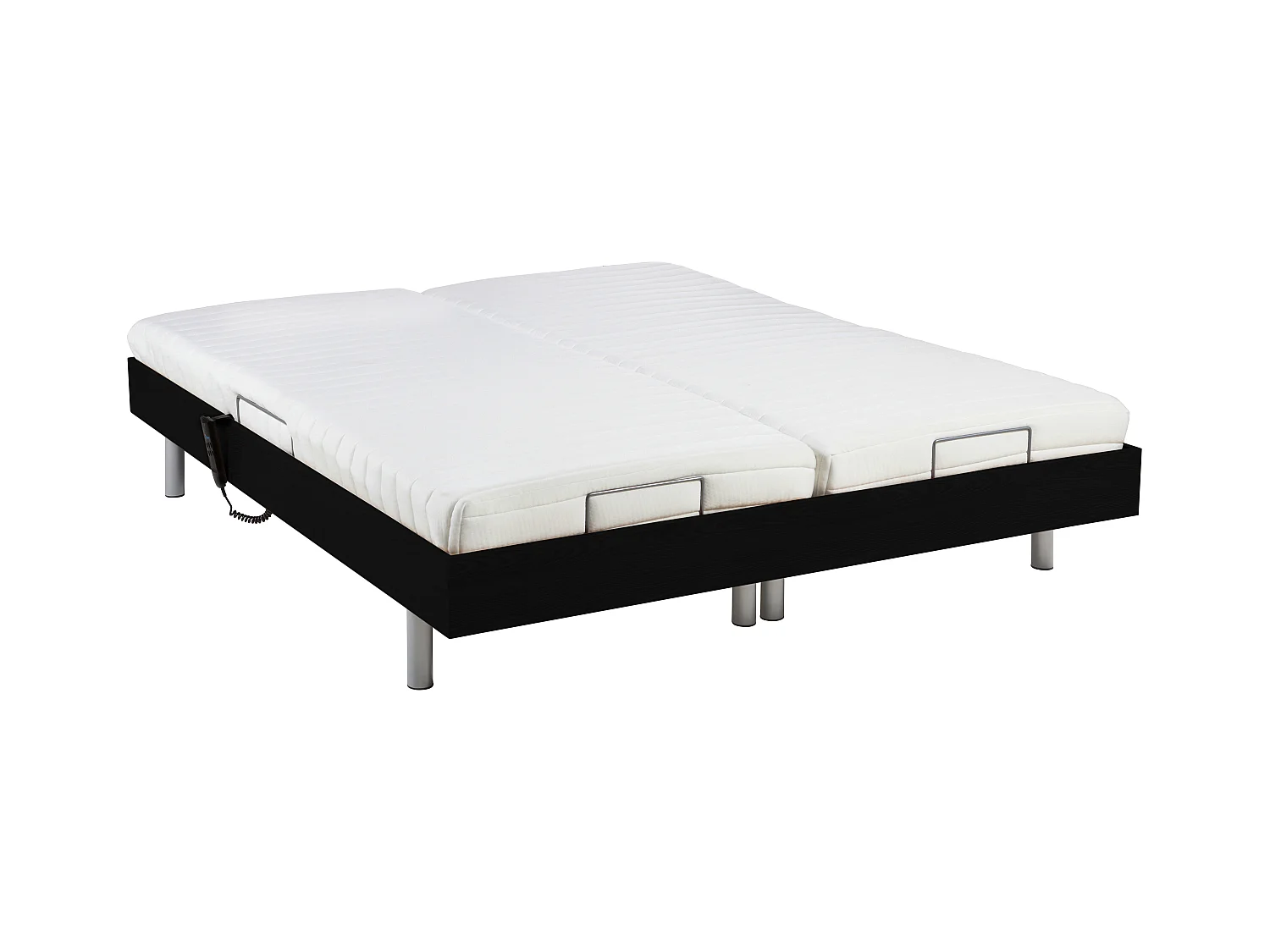 Lit électrique de relaxation tout plots + matelas latex - 2 x 70 x 190 cm - Noir - CASSIOPEE III de YSMÉE