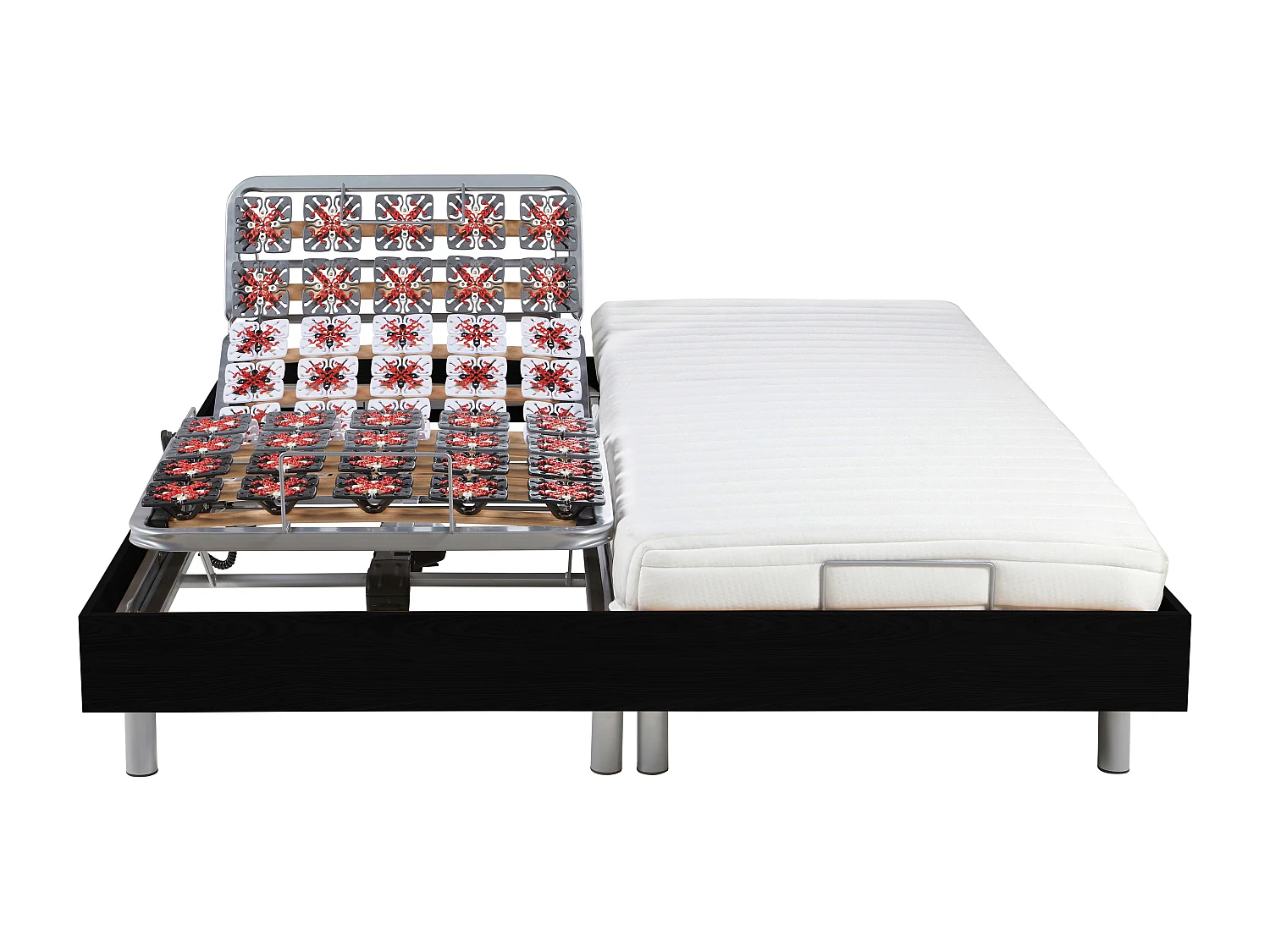 Set relax con sospensioni, in lattice CASSIOPEE III di YSMÉE - Motori OKIN - 2 x 70 x 190 cm - Nero