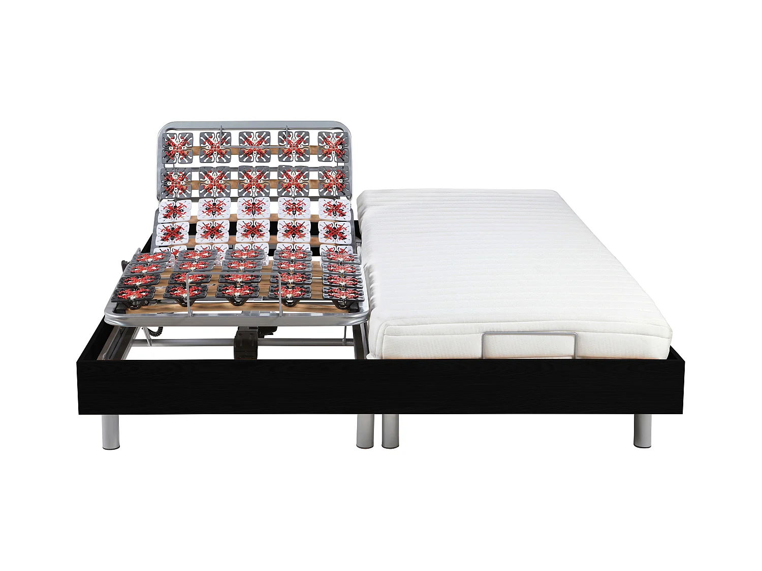 Elektrisch bed – bedbodem en matras – lattenbodem en contactplaatjes - latex PANDORA II van YSMÉE - OKIN motoren - 2 x 90 x 200 cm
