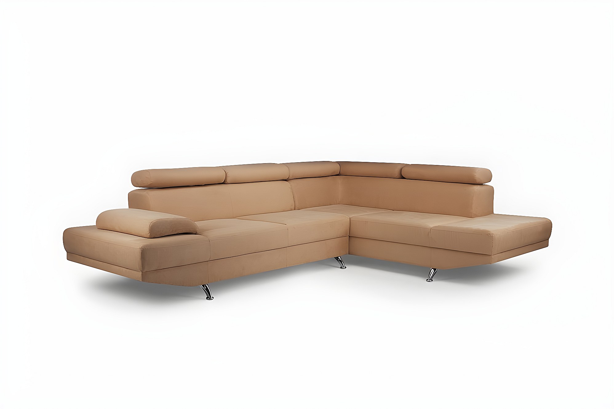 Sofa rinconero XL de tela beige. Ángulo derecho. ROMAIN