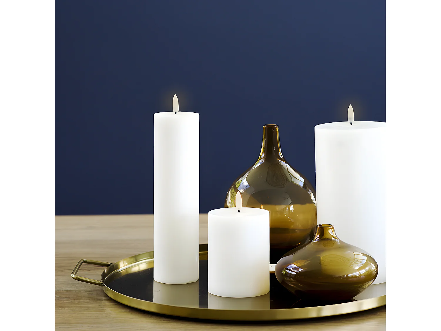 Bougie LED 10x10cm Blanc  Uyuni