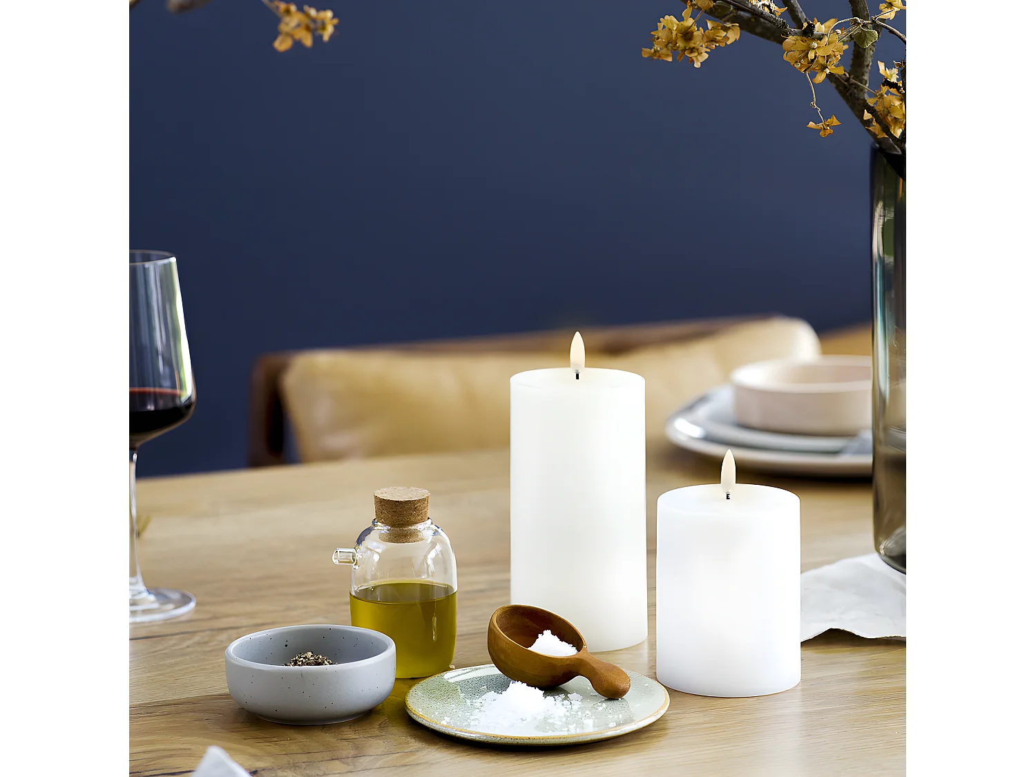 Bougie LED 10x10cm Blanc  Uyuni