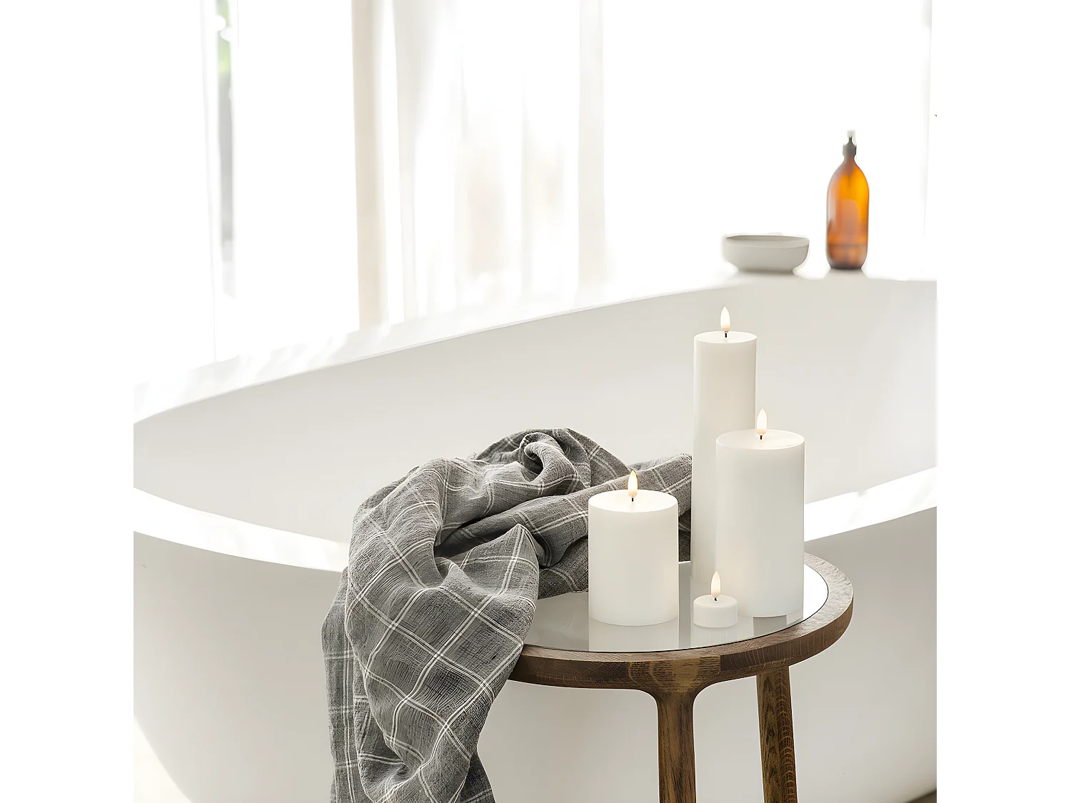 Bougie LED 10x10cm Blanc  Uyuni