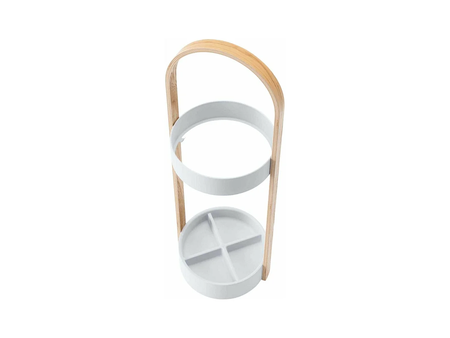 Porte parapluies bois et métal Hub Blanc/Naturel