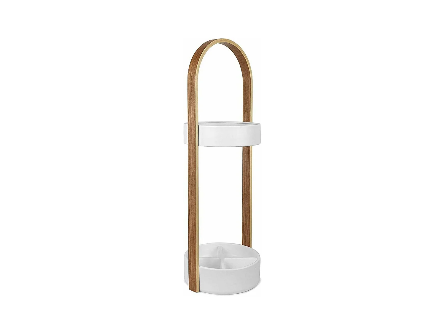 Porte parapluies bois et métal Hub Blanc/Naturel