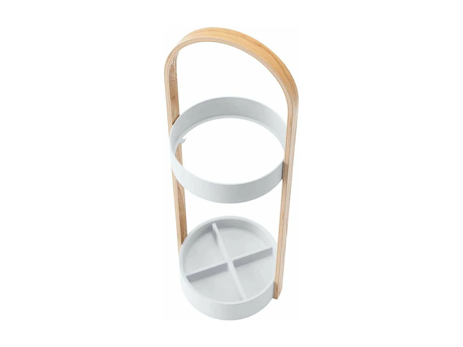 Porte parapluies bois et métal Hub Blanc/Naturel