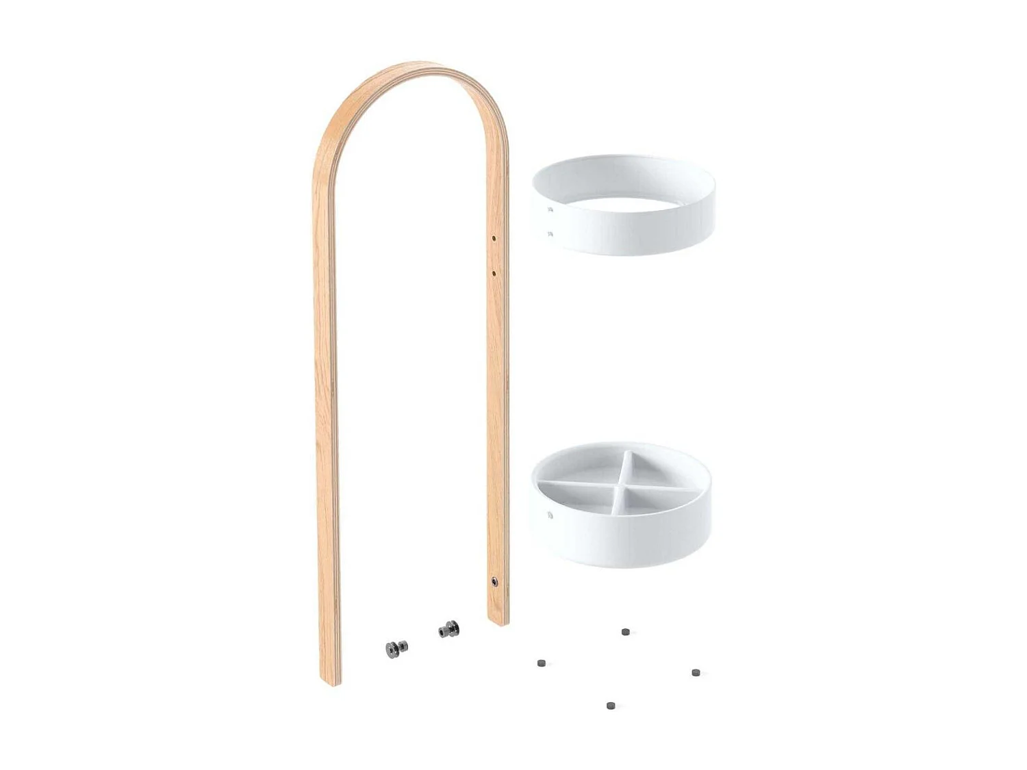 Porte parapluies bois et métal Hub Blanc/Naturel