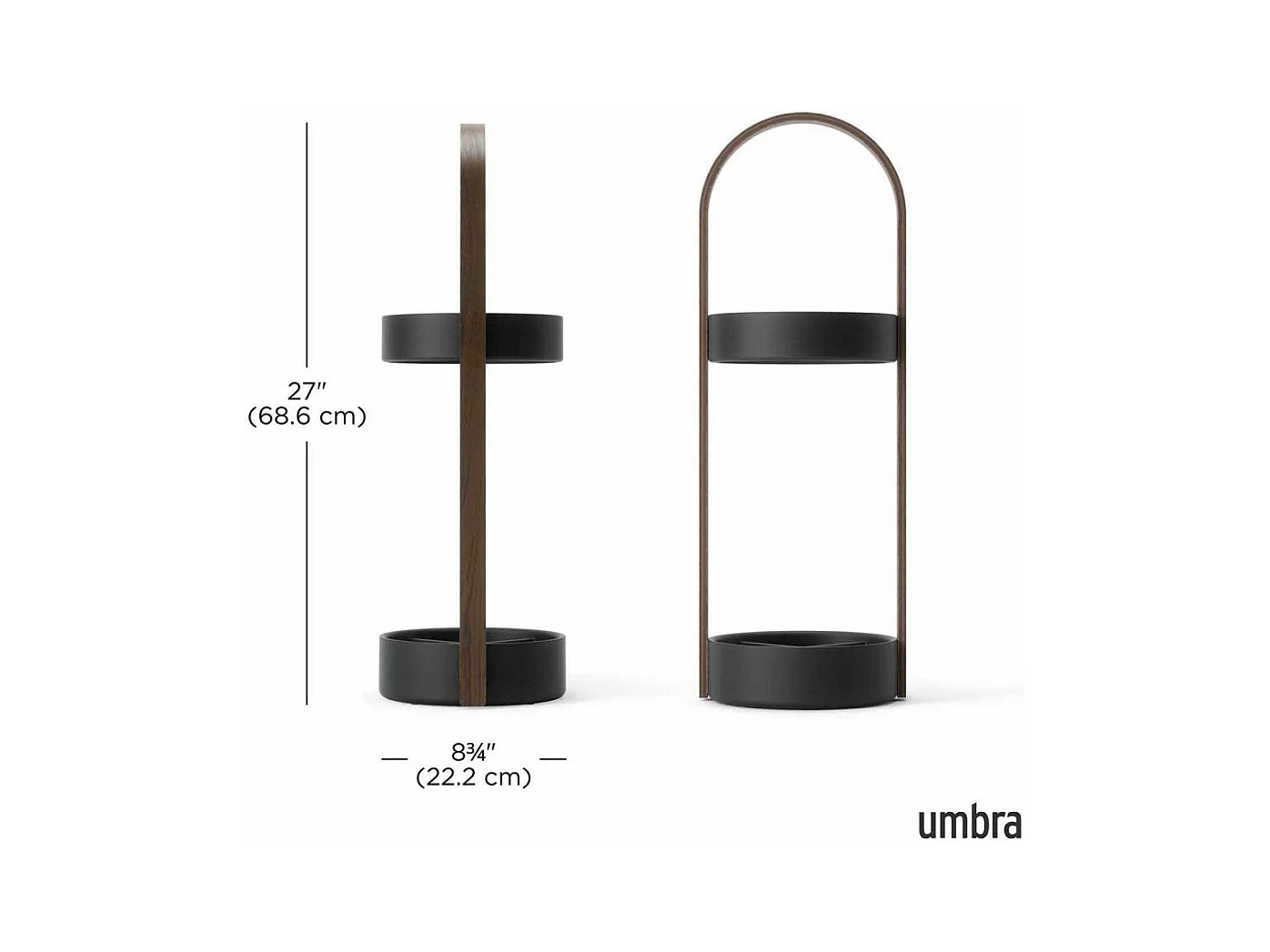 Porte parapluies bois et métal Hub Noir/Noyer