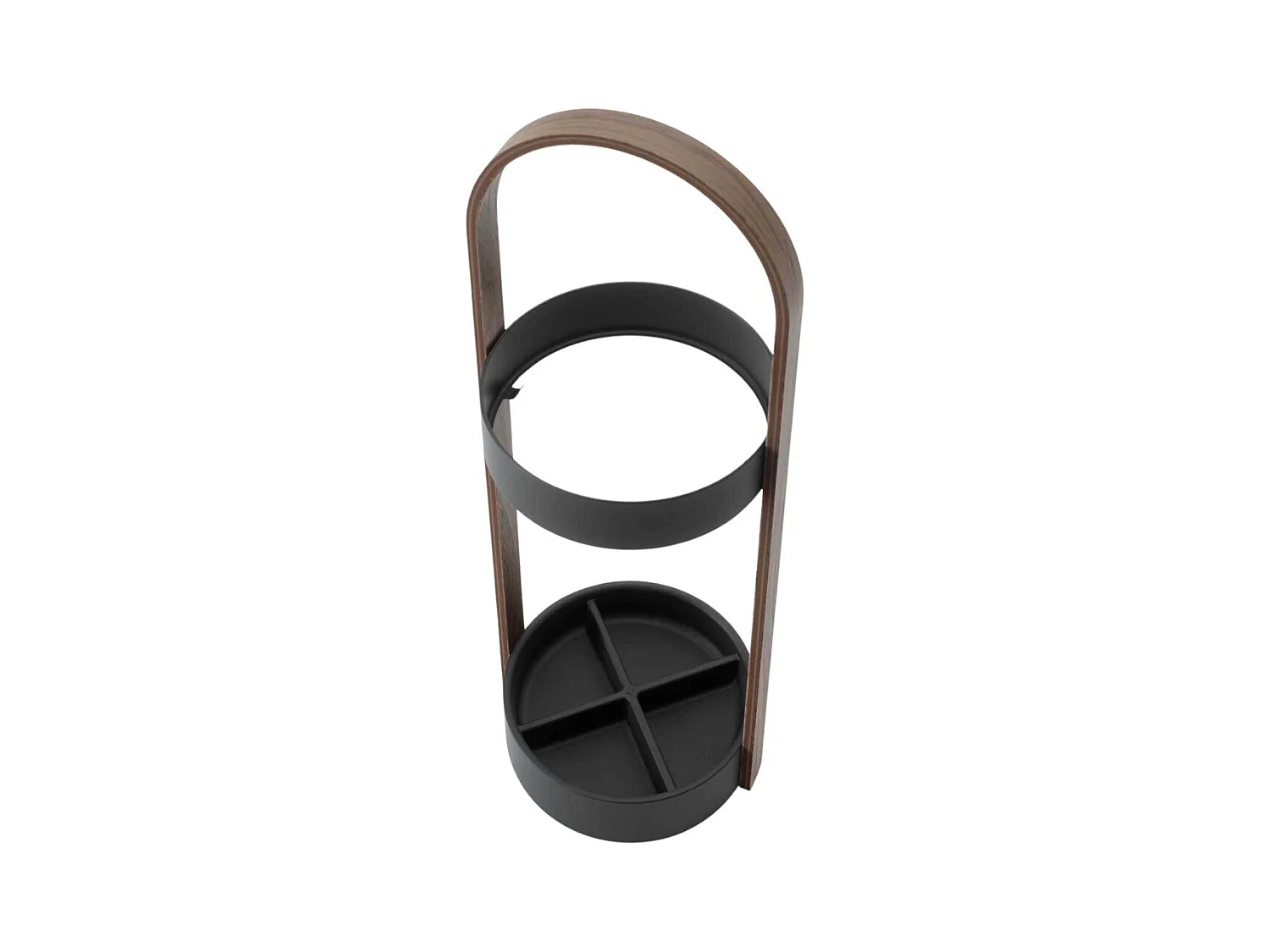 Porte parapluies bois et métal Hub Noir/Noyer