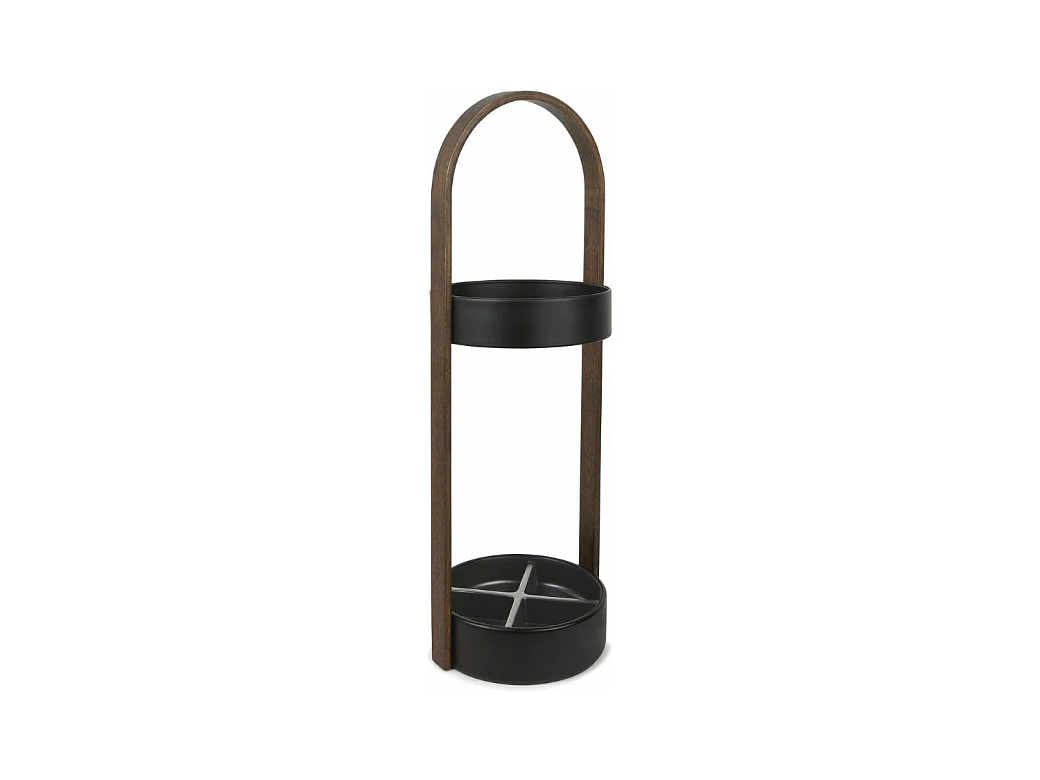 Porte parapluies bois et métal Hub Noir/Noyer