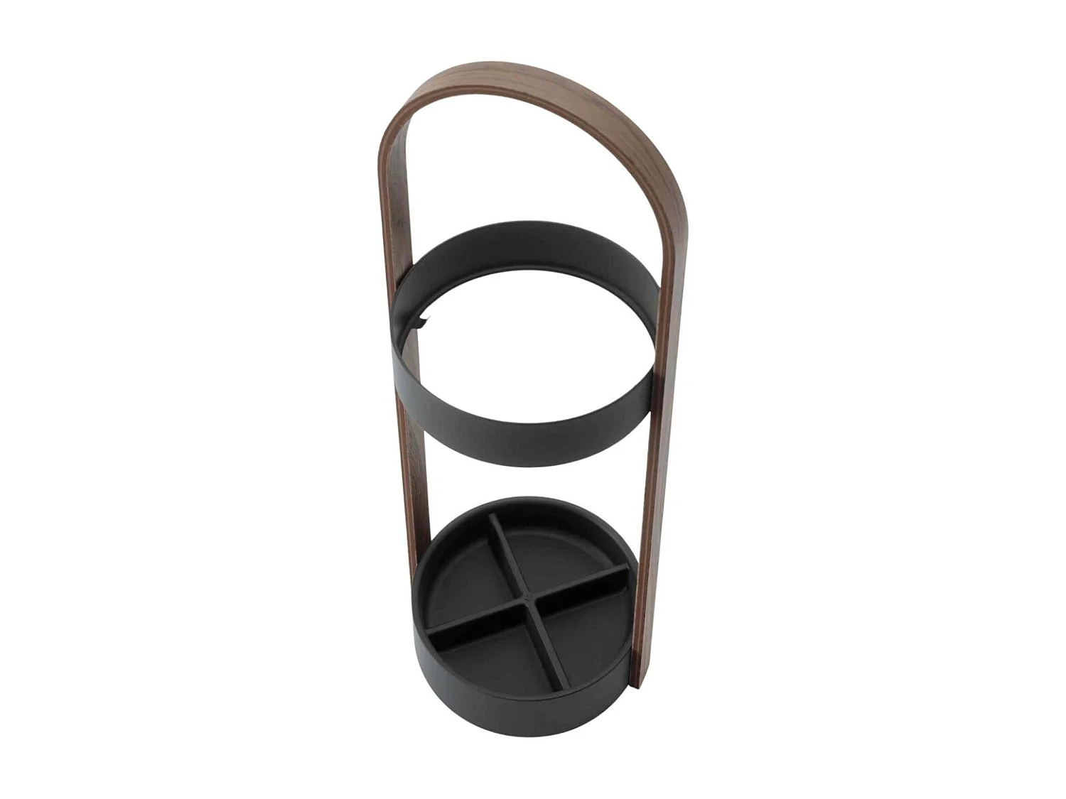 Porte parapluies bois et métal Hub Noir/Noyer