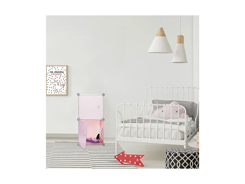 Lot de 2 Cubes Modulables "Rangement" 63cm Rose